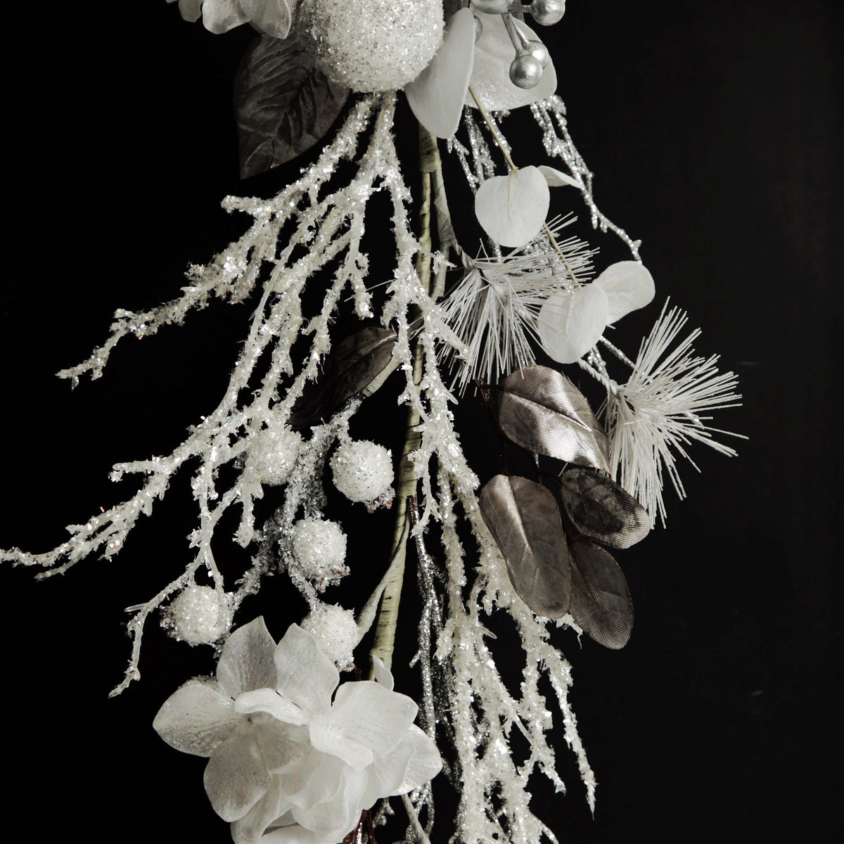 Silver and White Frost Christmas Garland