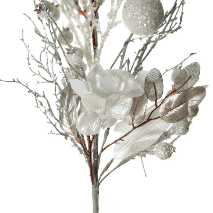 Silver and White Frost Christmas Spray