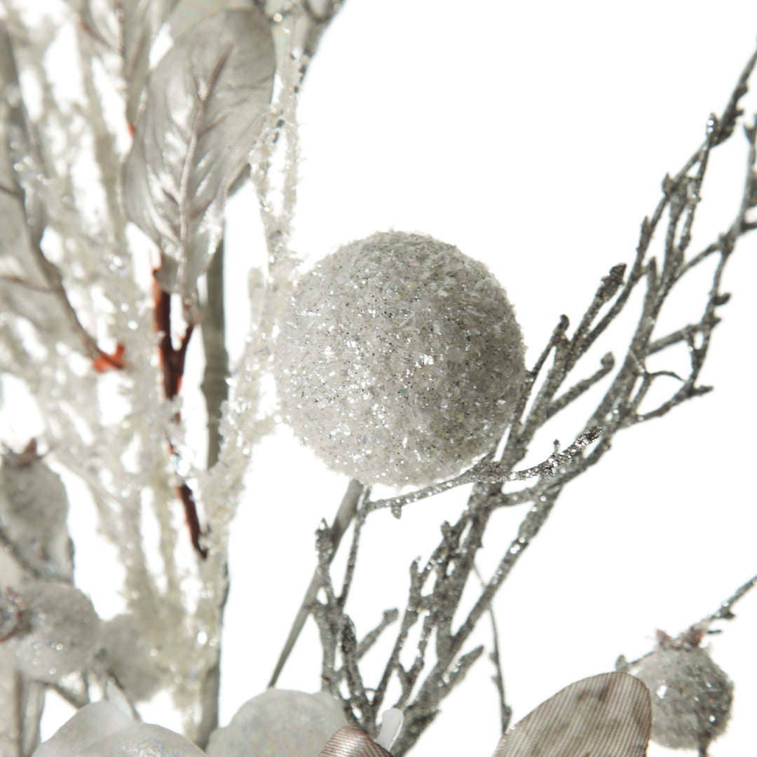 Silver and White Frost Christmas Spray