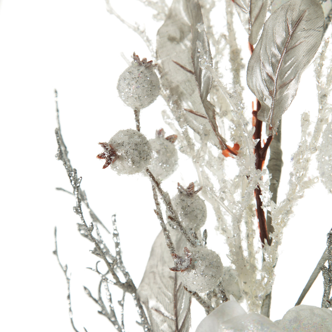 Silver and White Frost Christmas Spray