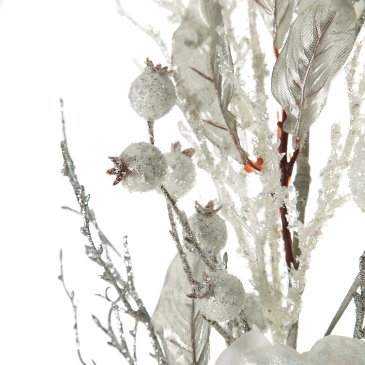 Silver and White Frost Christmas Spray