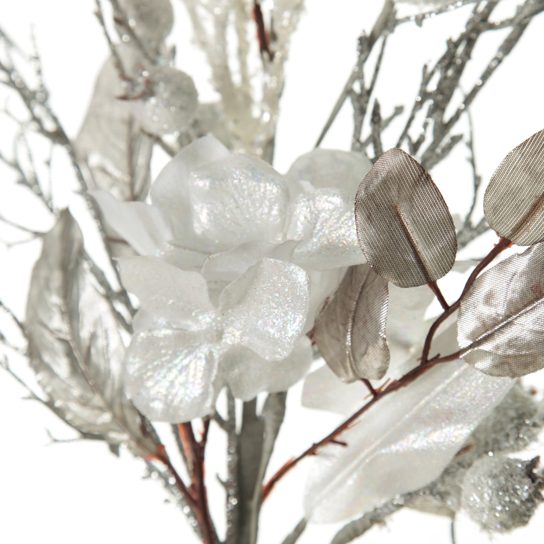 Silver and White Frost Christmas Spray