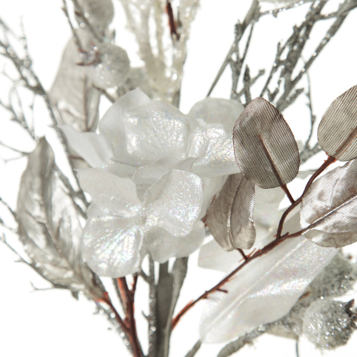 Silver and White Frost Christmas Spray