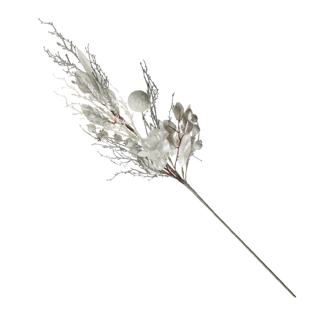 Silver and White Frost Christmas Spray