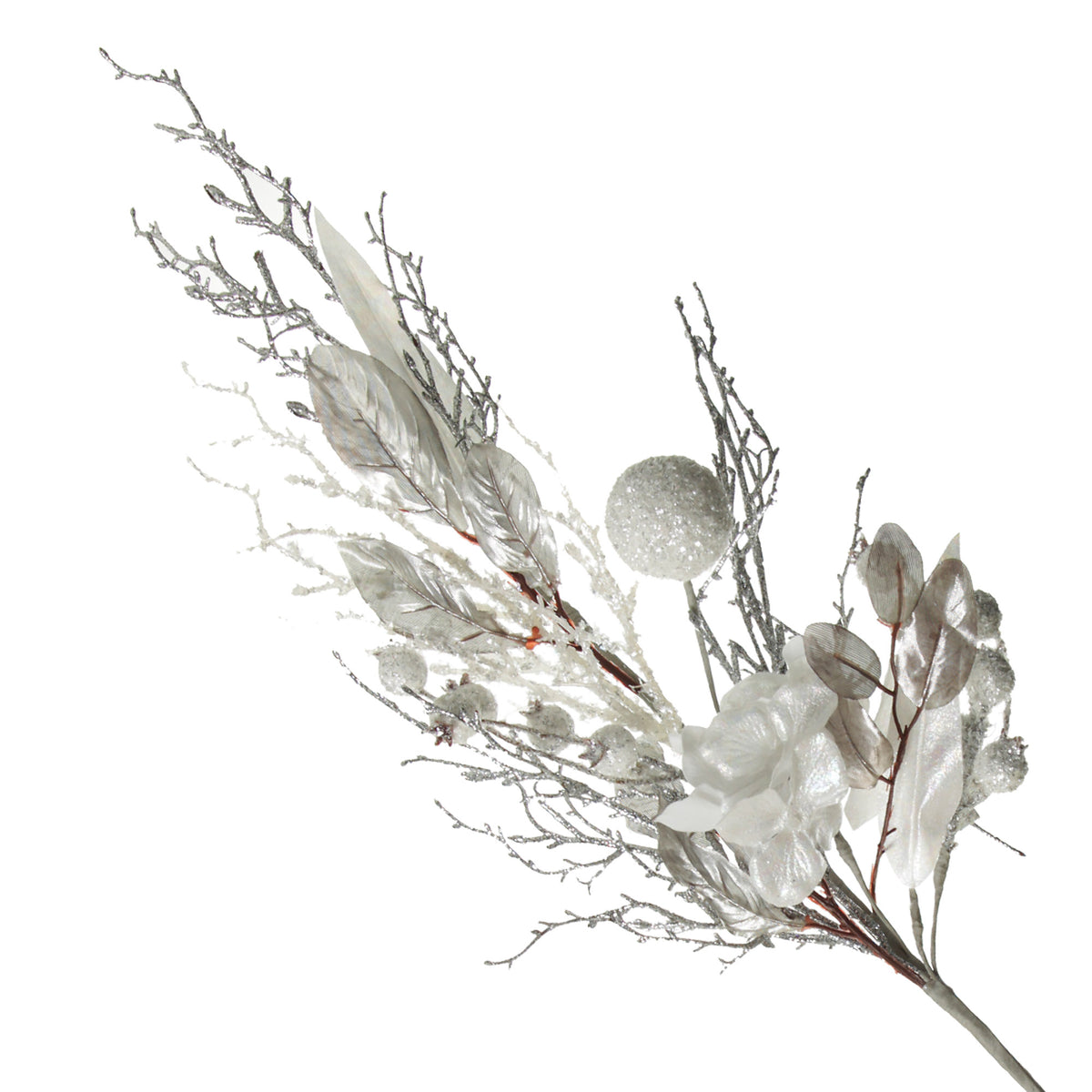 Silver and White Frost Christmas Spray
