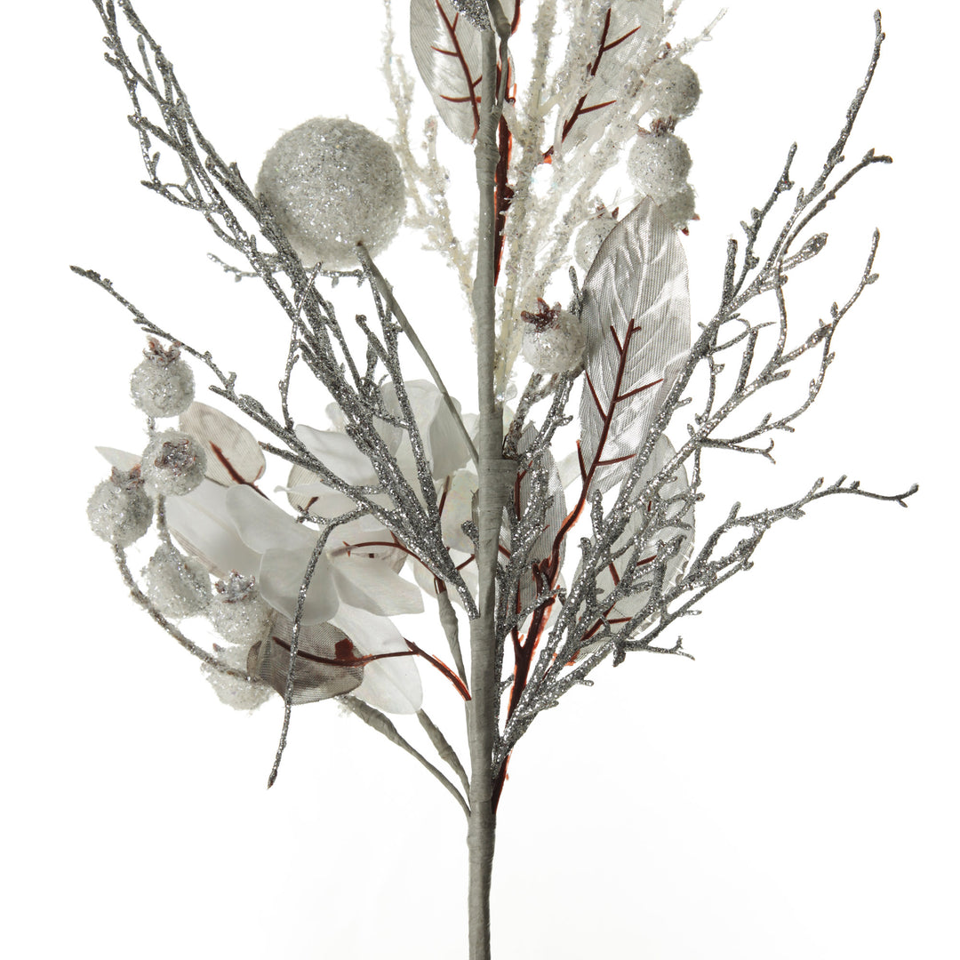 Silver and White Frost Christmas Spray