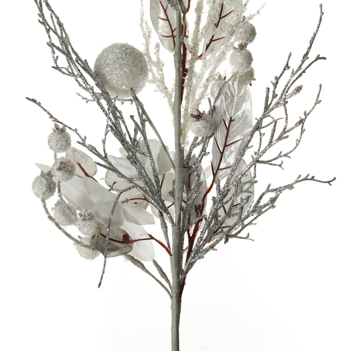 Silver and White Frost Christmas Spray