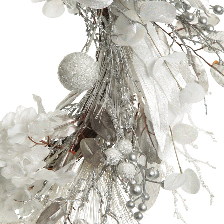 Silver and White Frost Christmas Wreath