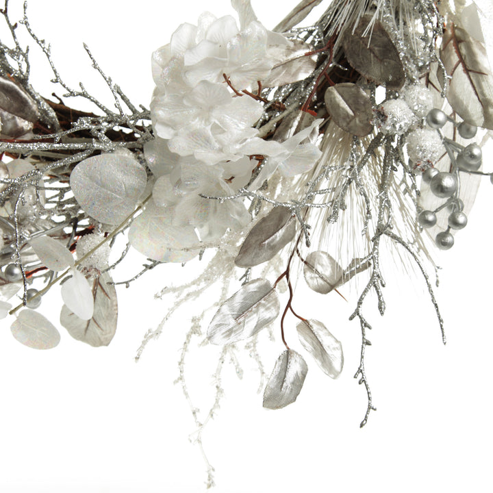 Silver and White Frost Christmas Wreath