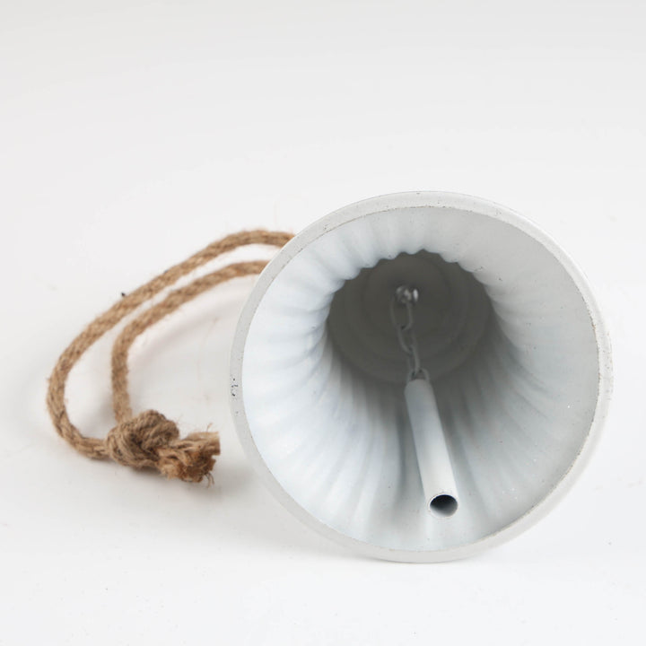 Silver Antique Fluted Metal Bell with Rope