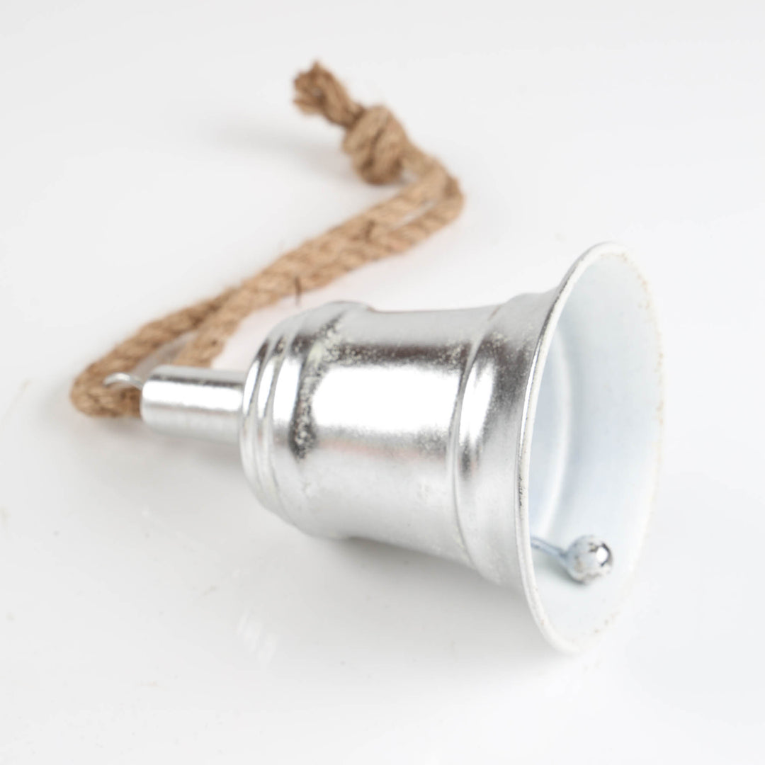 Silver Antique Metal Bell with Rope