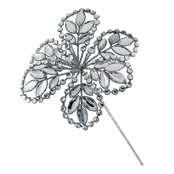 Silver Crystal Flower Stem 45cm(l)
