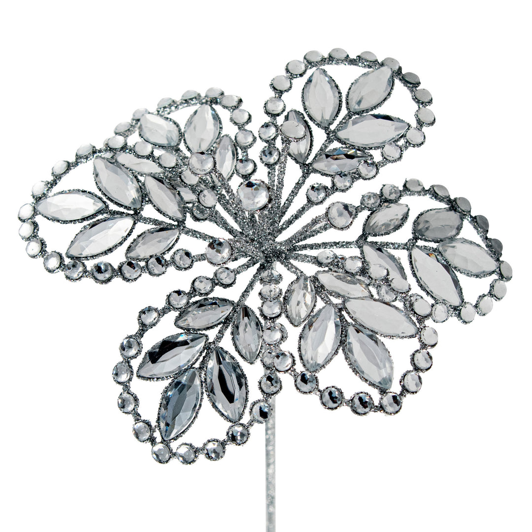 Silver Crystal Flower Stem 45cm(l)