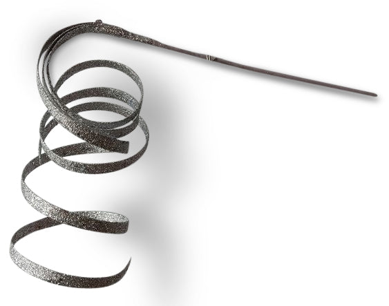 Silver Curly Ribbon Christmas Tree Pick Small