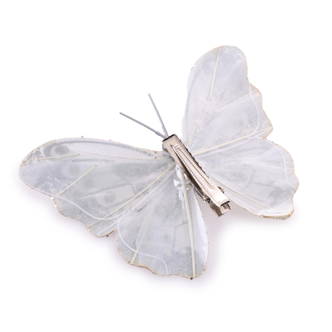Silver Feather Butterfly Clips - Pack of 3
