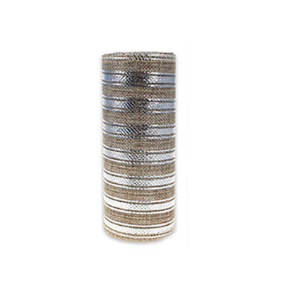 Silver Foil Striped Decomesh Roll - 15cmx4.6m