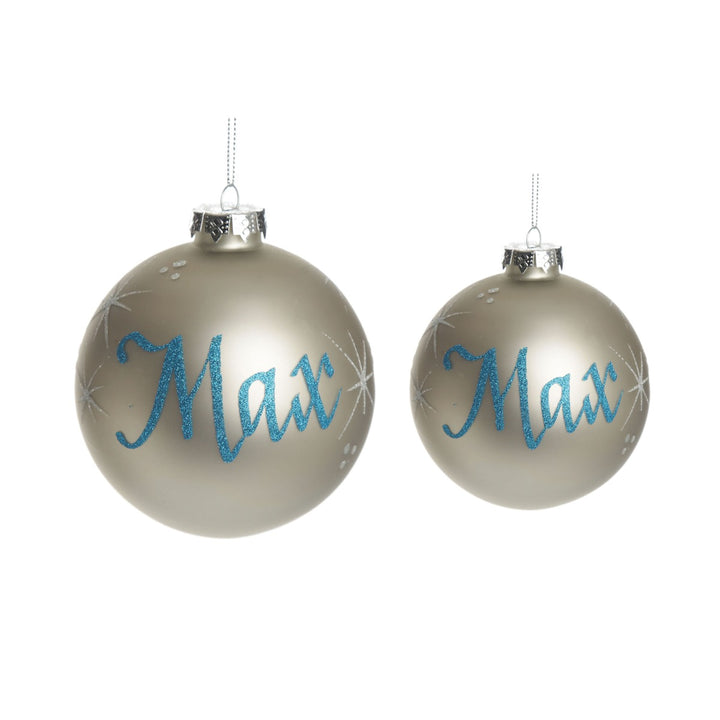 Silver Glass Personalised Christmas Bauble 2 Sets of Baubles