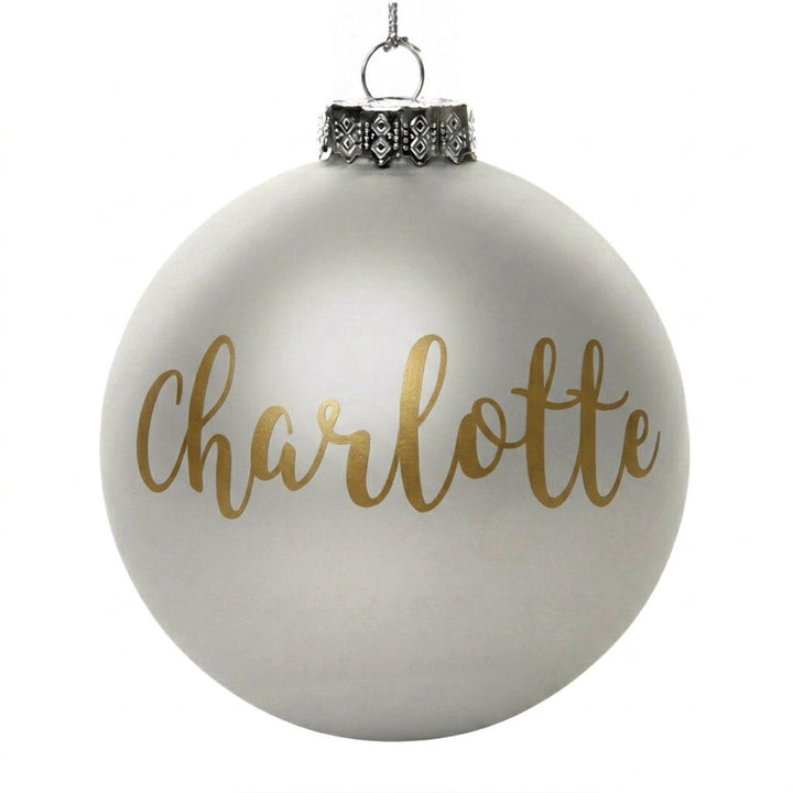 Silver Glass Personalised Christmas Bauble