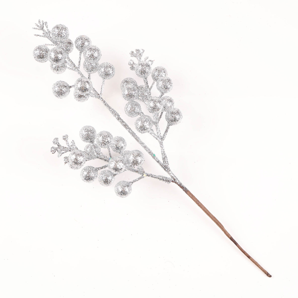 Silver Glitter Berry Pick - 32cm
