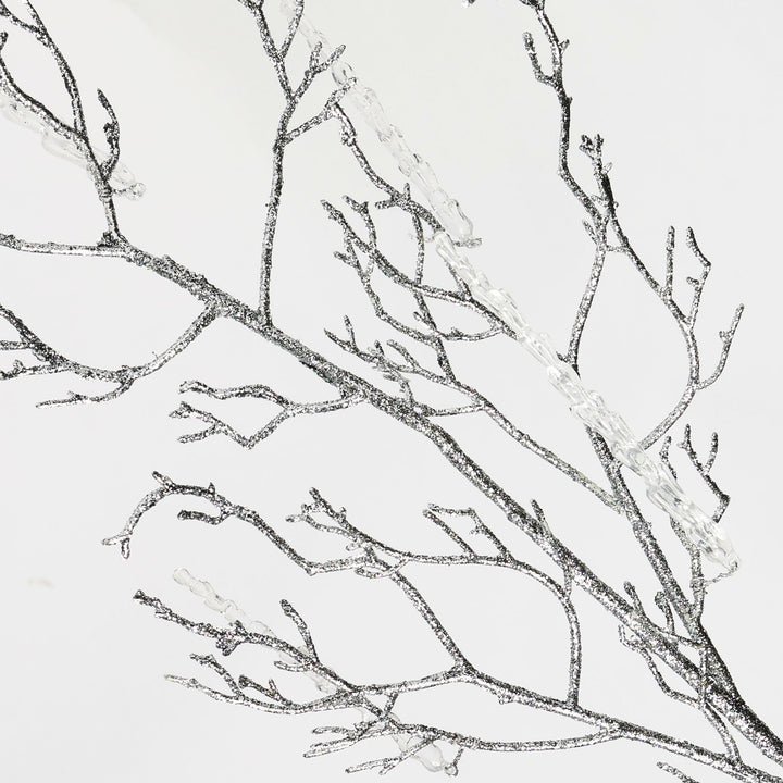Silver Glitter Branch Spray with Hanging Icicles