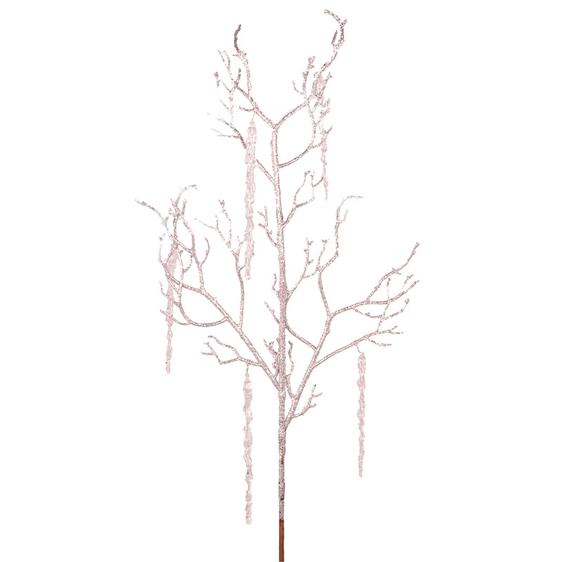 Silver Glitter Branch Spray with Hanging Icicles