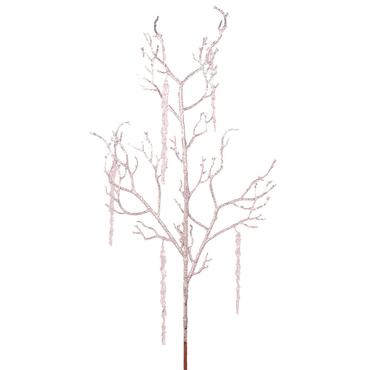Silver Glitter Branch Spray with Hanging Icicles