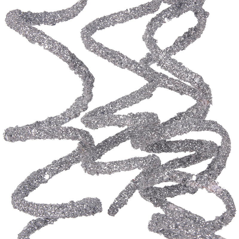 Silver Glitter Curly Christmas Pick