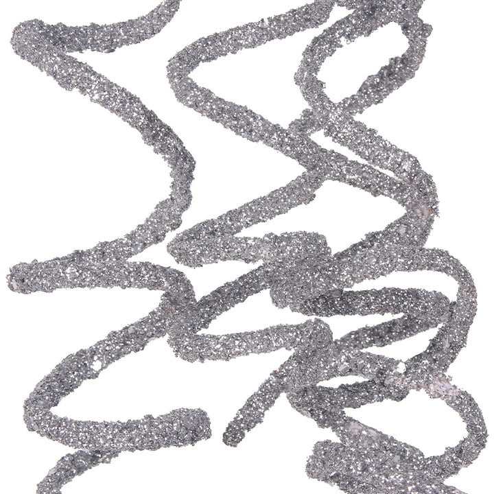 Silver Glitter Curly Christmas Pick