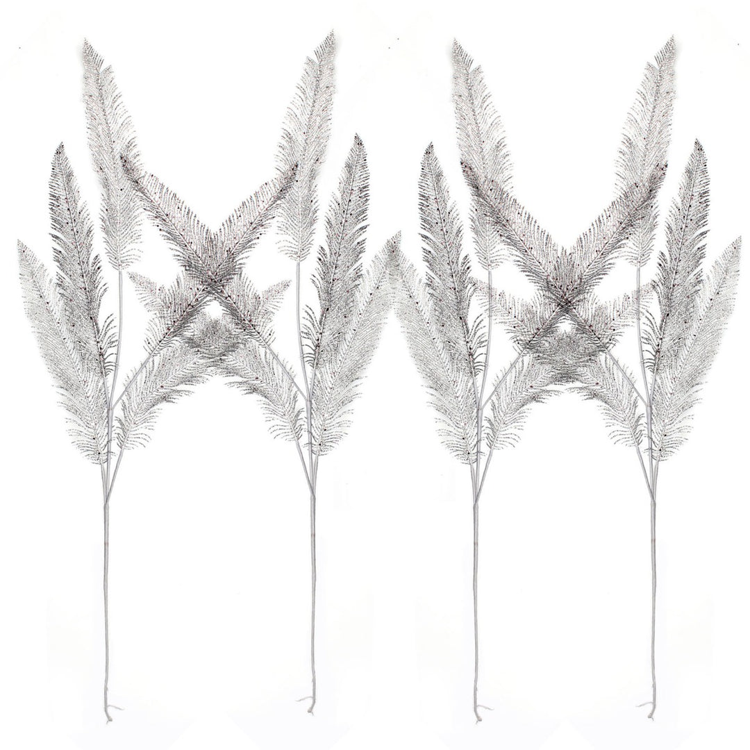Silver Glitter Feather Spray