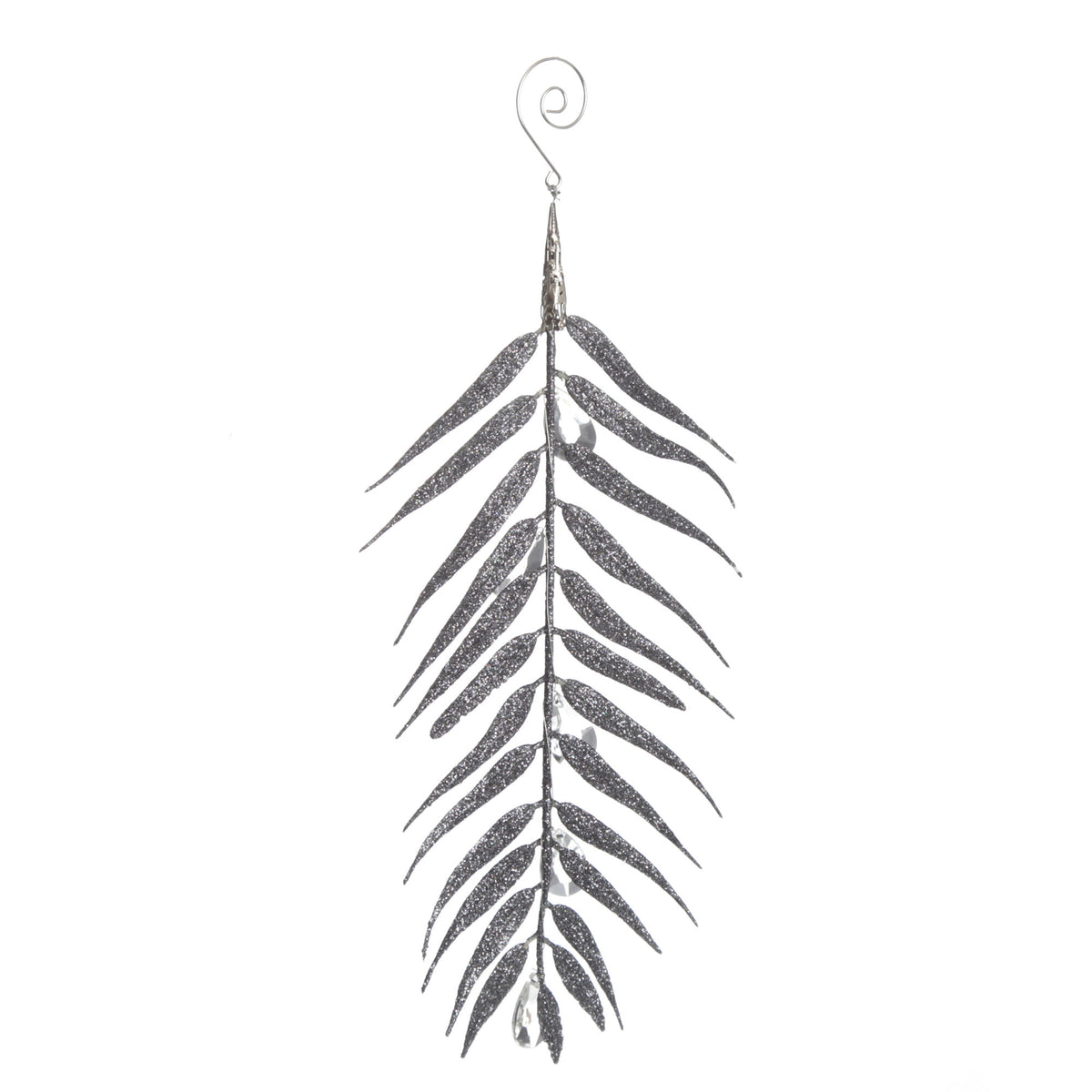 Silver Glitter Fern and Crystal Tree Decoration