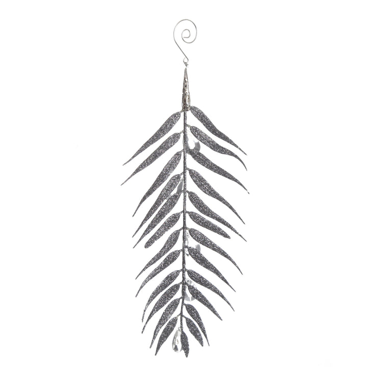 Silver Glitter Fern and Crystal Tree Decoration