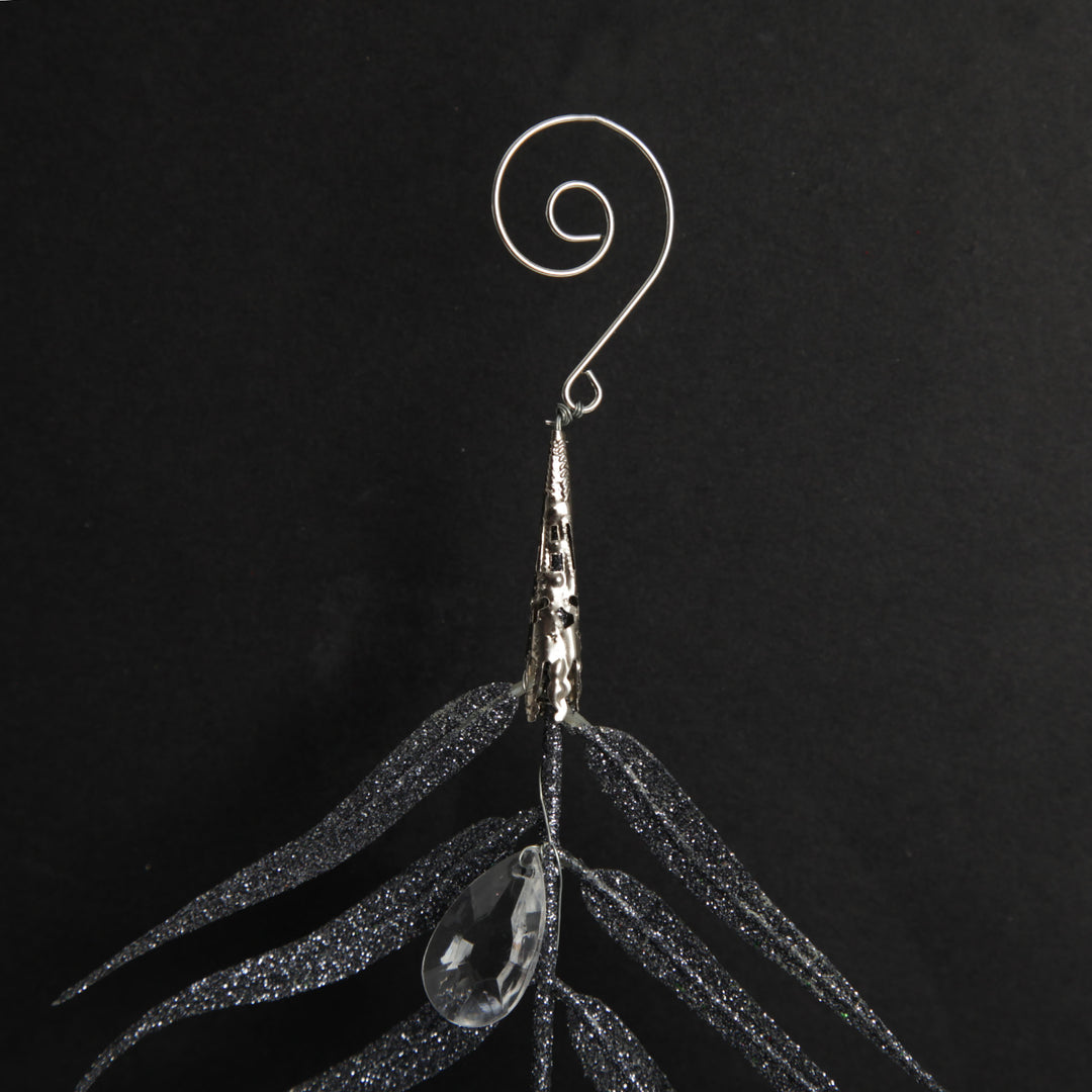 Silver Glitter Fern and Crystal Tree Decoration