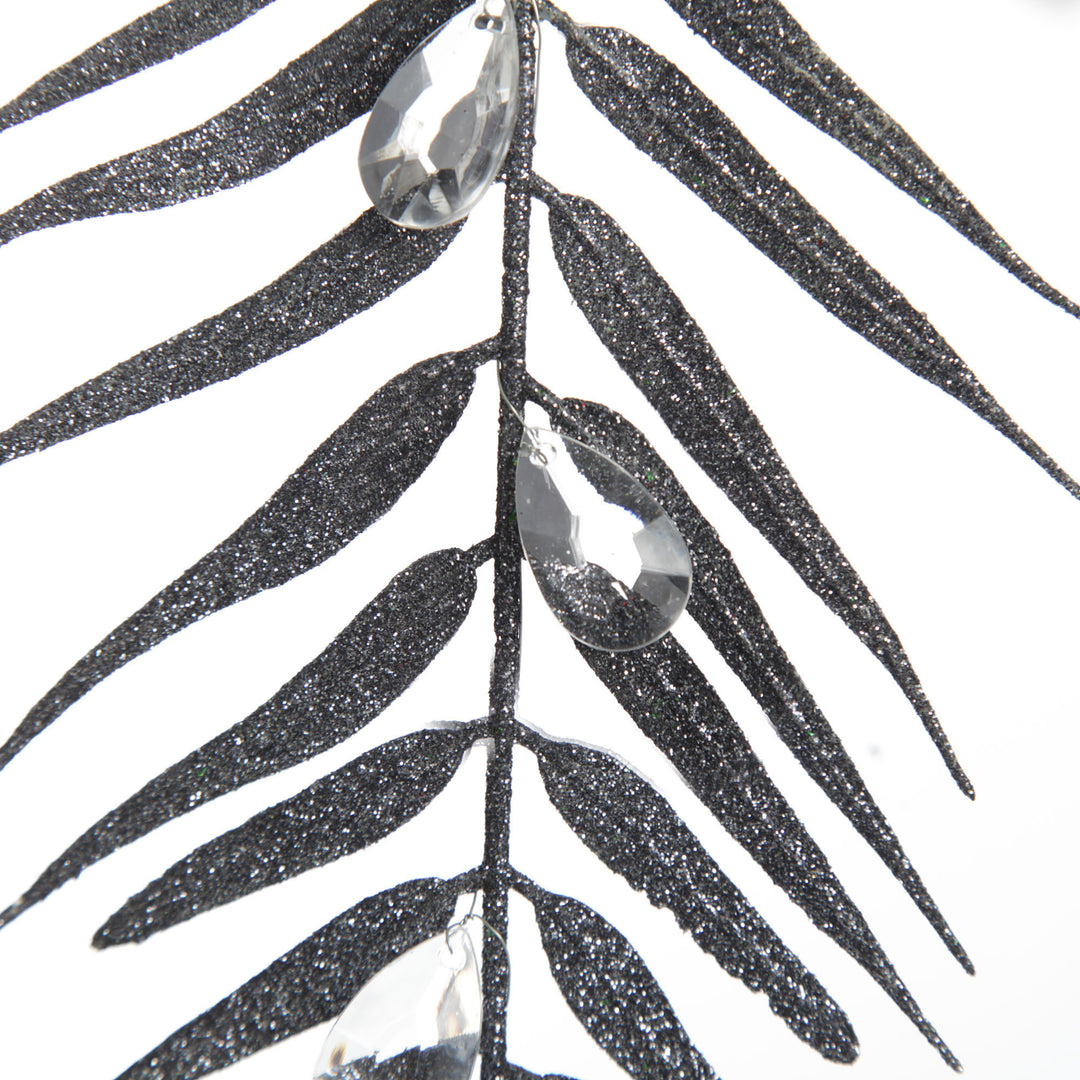 Silver Glitter Fern and Crystal Tree Decoration