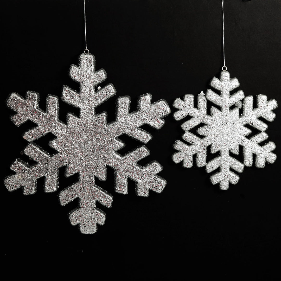 Silver Glitter Hanging Snowflakes