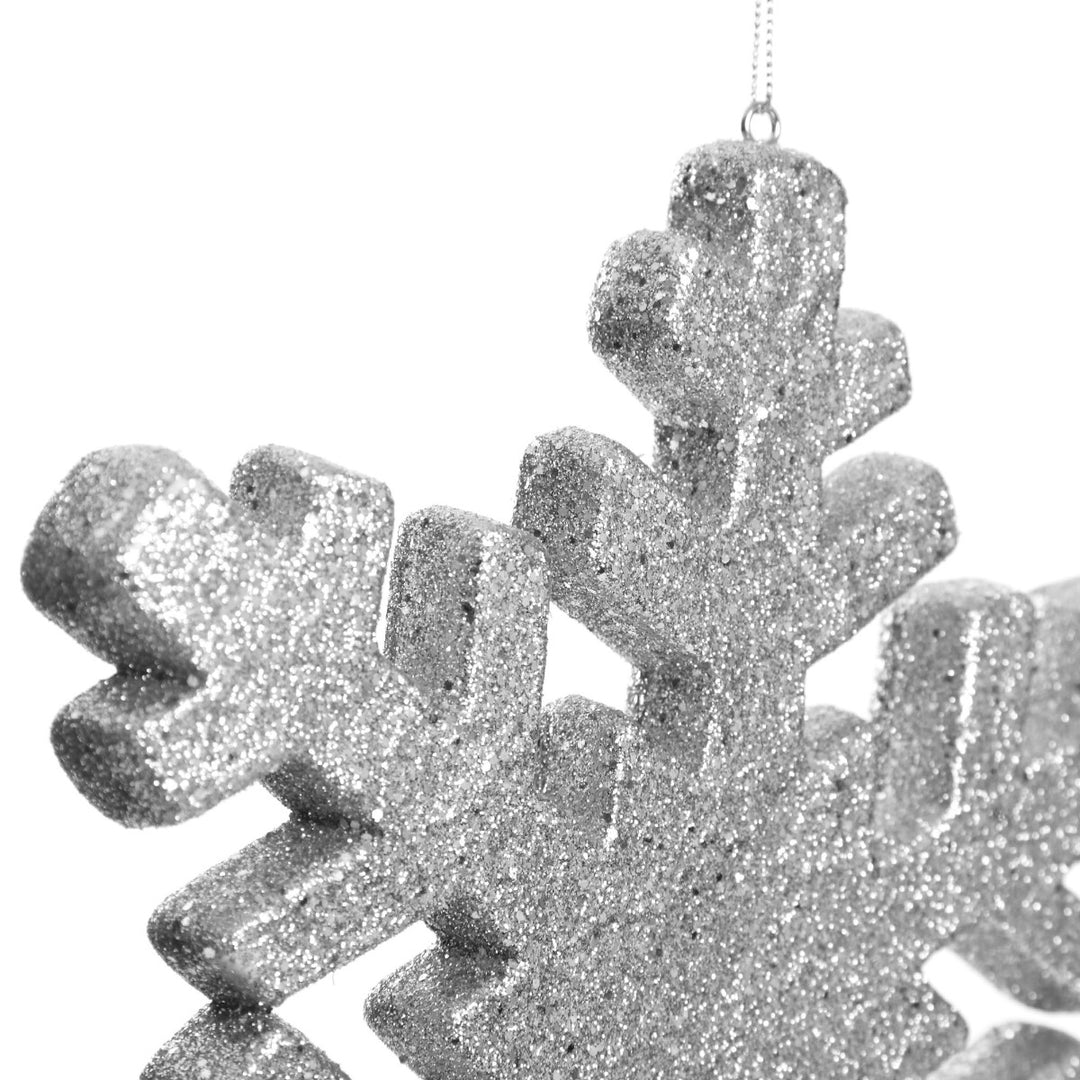 Silver Glitter Hanging Snowflake - Small