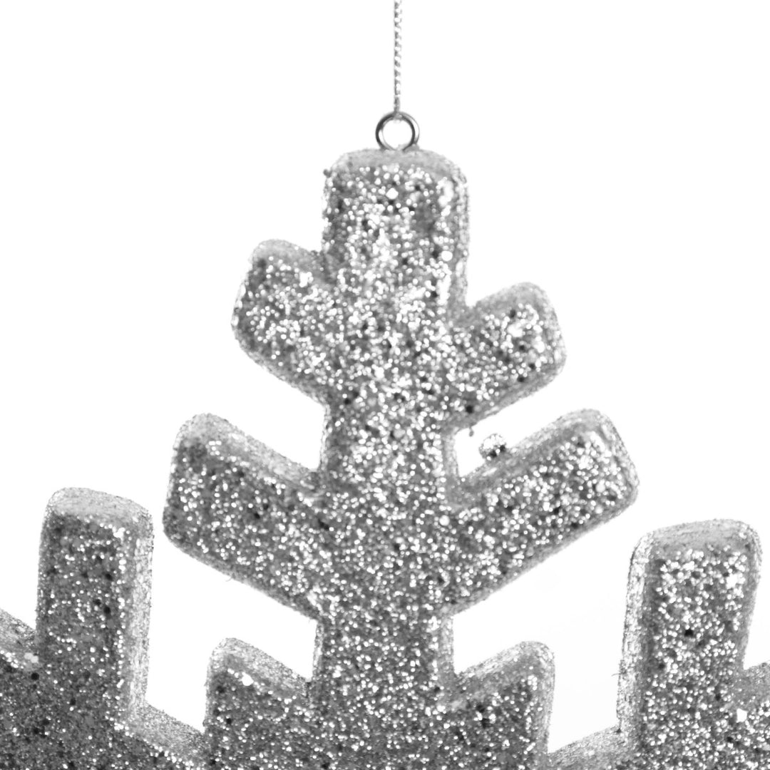 Silver Glitter Hanging Snowflake - Small