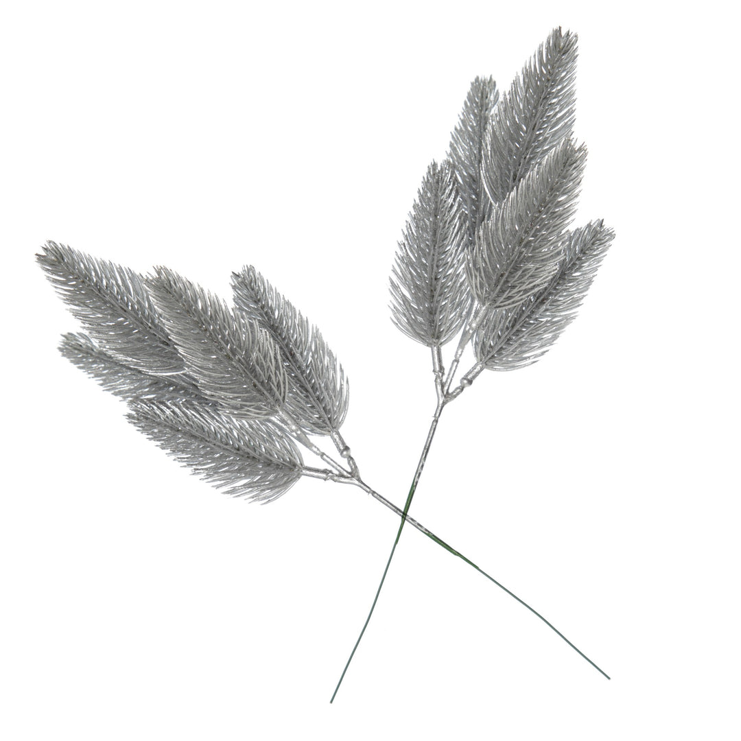 Silver Glitter Pine Bud Pick - Set of 2