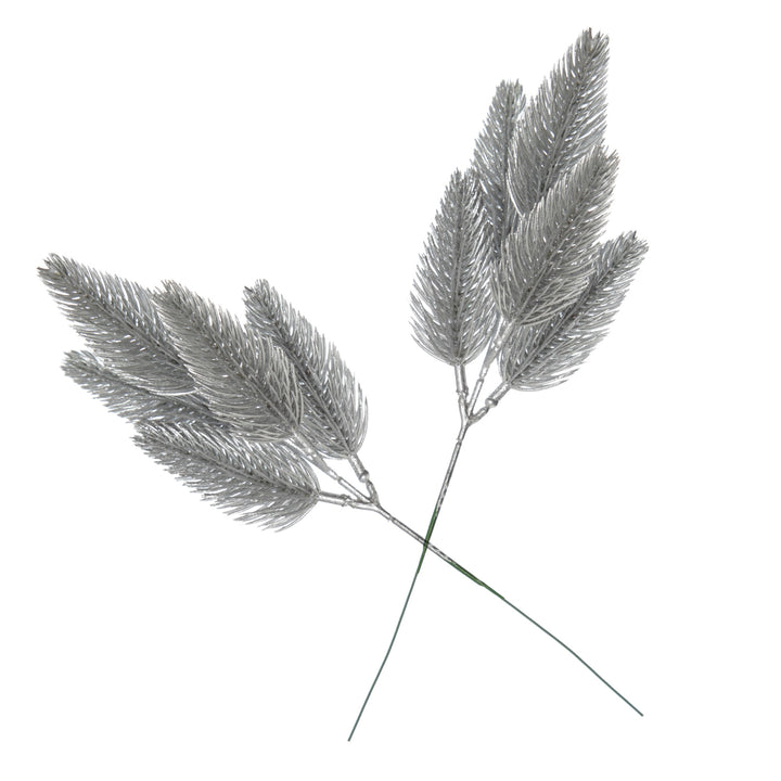 Silver Glitter Pine Bud Pick - Set of 2