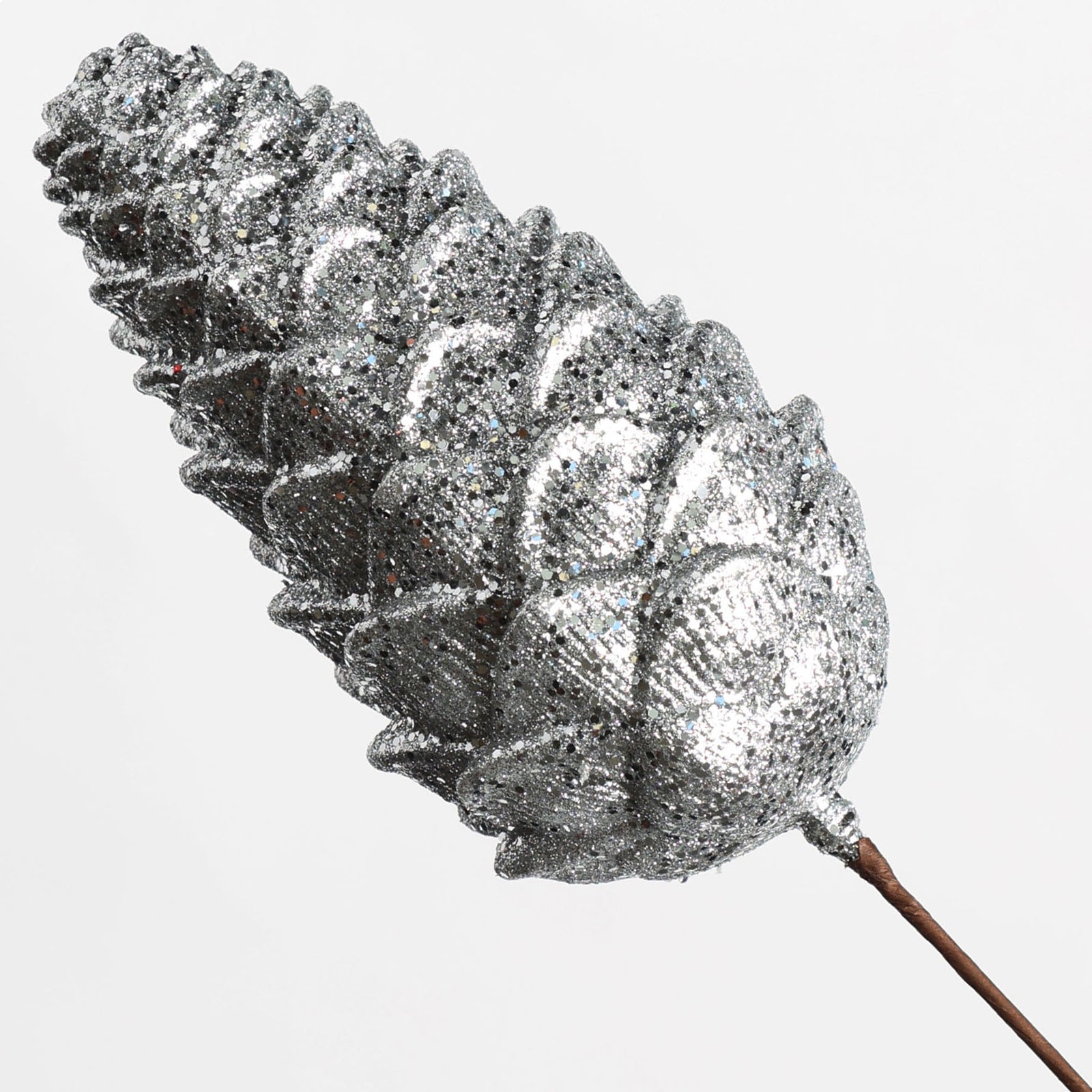 Silver Glitter Pinecone Spray
