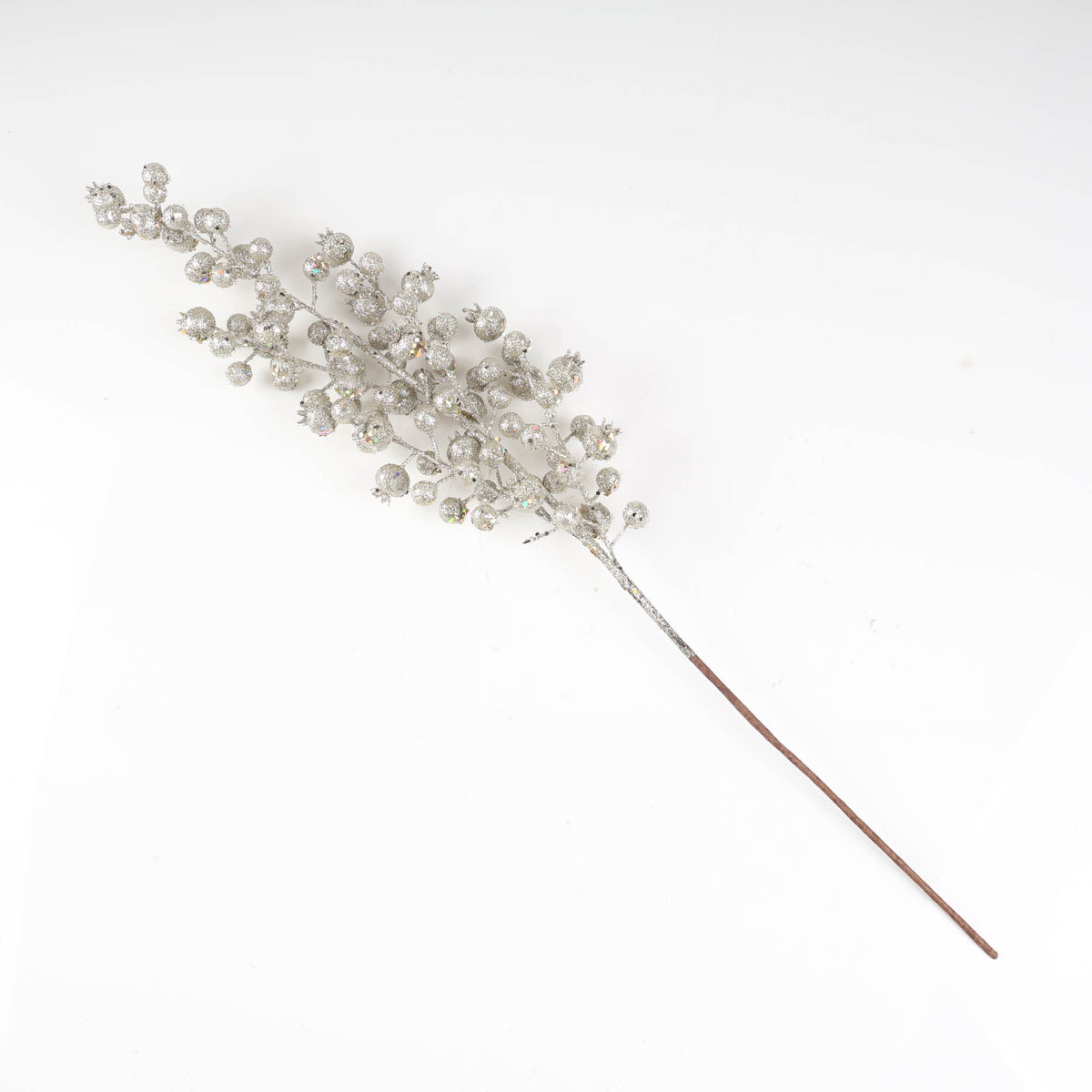 Silver Glitter Pomegranate Stem - 75cm