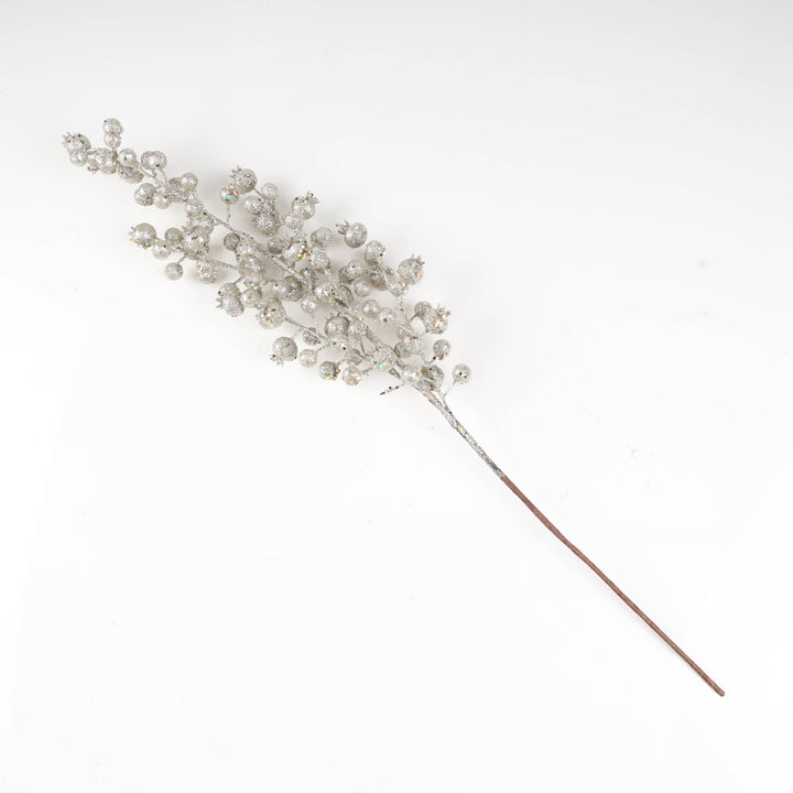 Silver Glitter Pomegranate Stem - 75cm