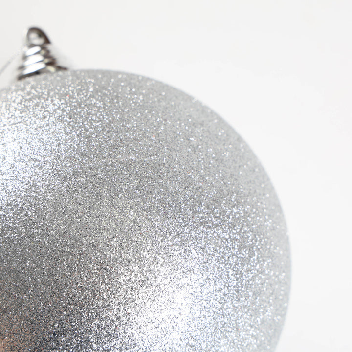 Silver Glitter Shatterproof Bauble - 14cm