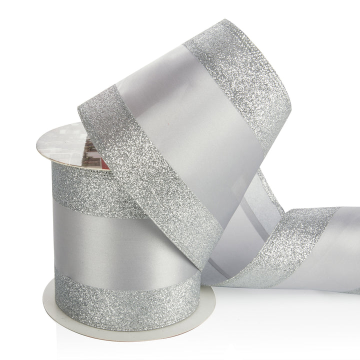 Silver Glitter &amp; Stripe Ribbon Garland