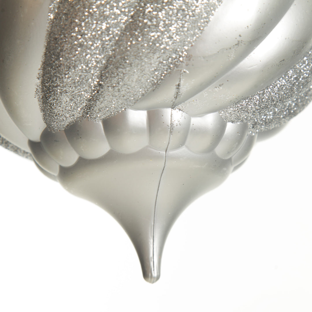 Silver Glitter Swirl Christmas Onion Bauble