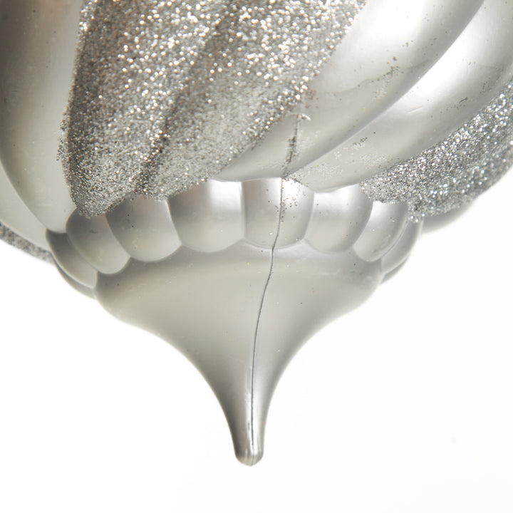 Silver Glitter Swirl Christmas Onion Bauble