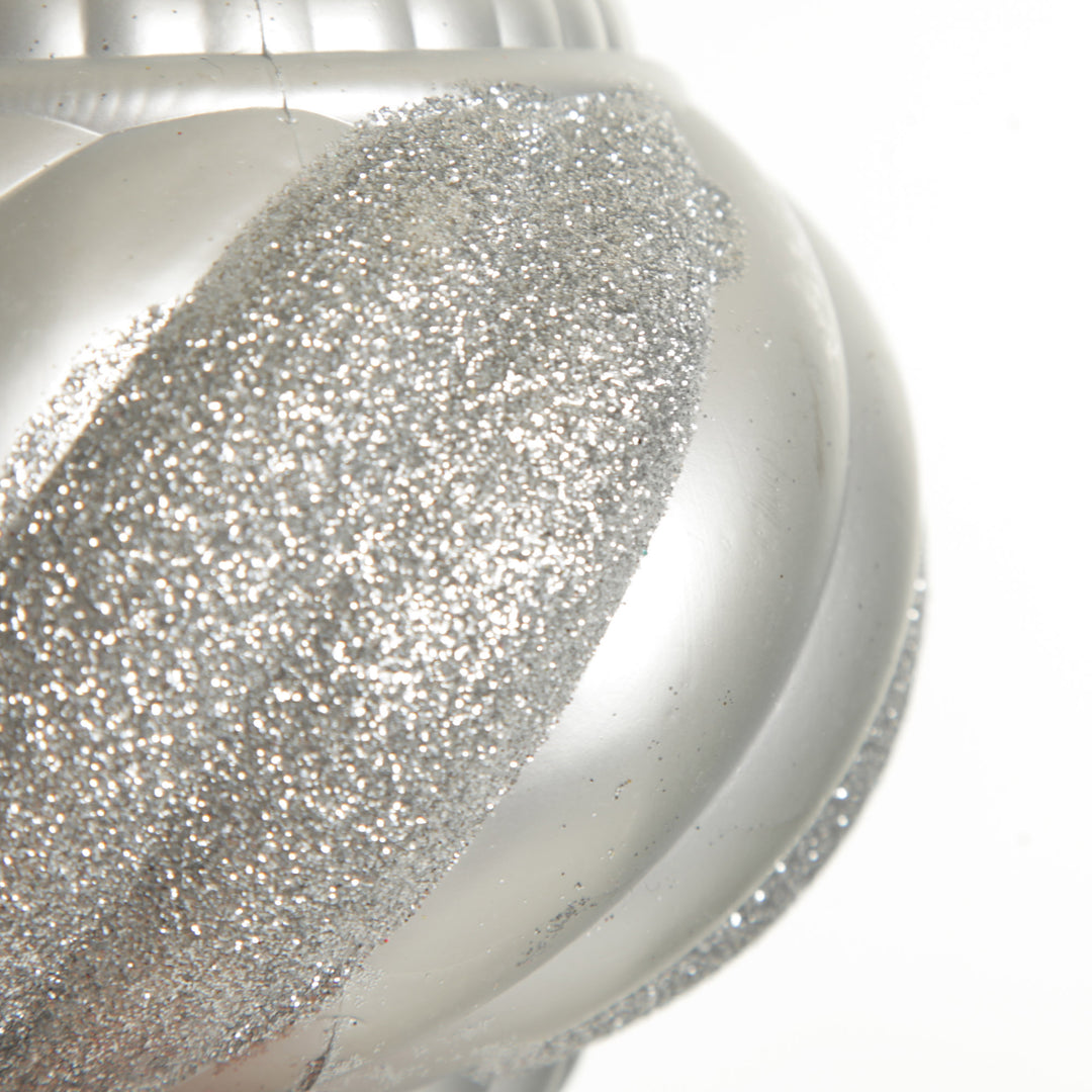 Silver Glitter Swirl Christmas Onion Bauble