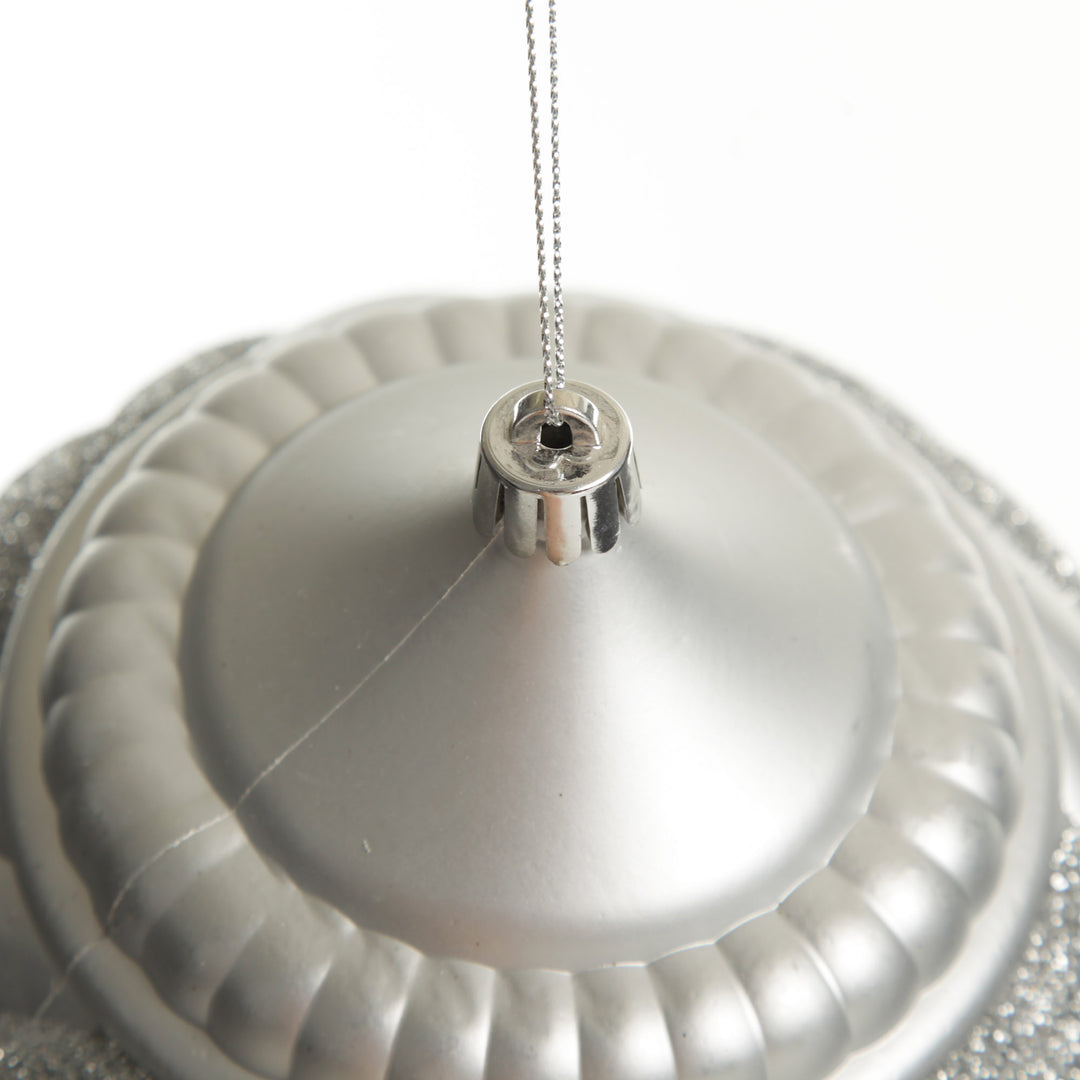 Silver Glitter Swirl Christmas Onion Bauble