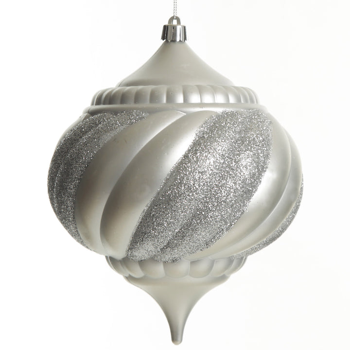 Silver Glitter Swirl Christmas Onion Bauble