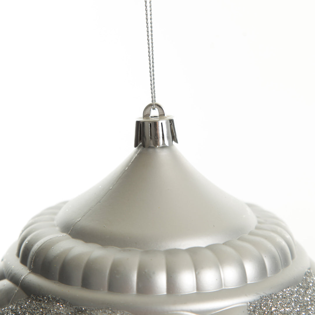 Silver Glitter Swirl Christmas Onion Bauble