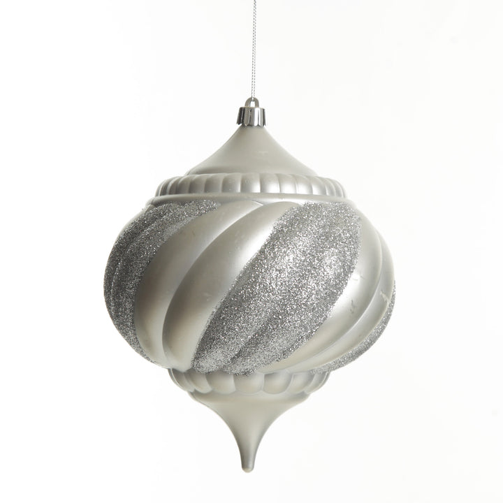 Silver Glitter Swirl Christmas Onion Bauble